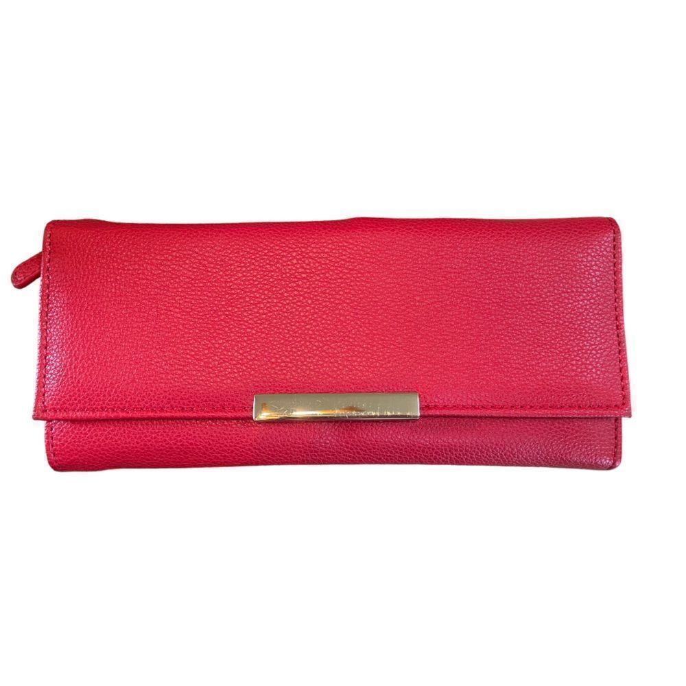 NWT R.h. Macy & Co. Red pebble Travel Jewelry Wallet Case 8.5" Vegan L…